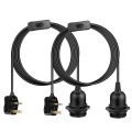 2Pcs UK Plug Ceiling Pendant Light Fitting E27 Screw Lamp Holder with Switch 2 Core Extension Cable Pendant Light Fitting Kit. 