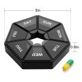 Weekly 7-day Pill Organizer Portable Travel Pill Box Multifunctional Small Medicine Case Black. 