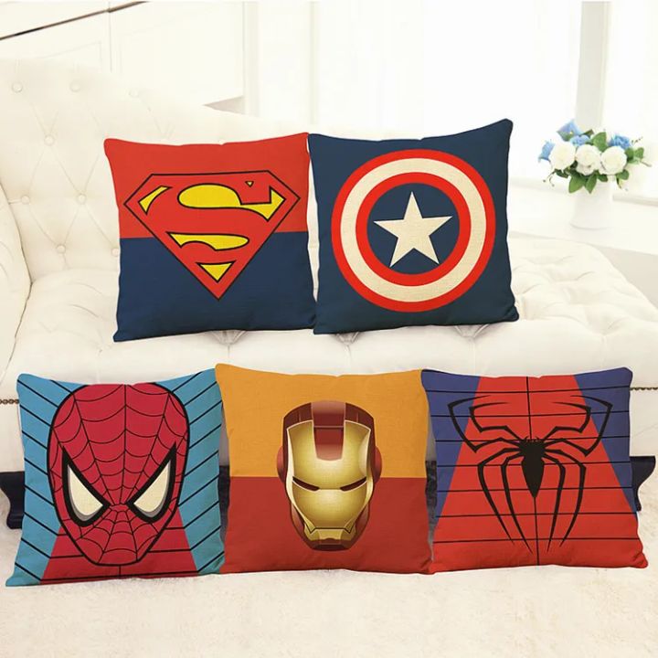 MARVEL Pillow Case Spiderman Iron Man Captain Cushion Cover 45*45 Decoration Superhero Pillowcase Pillowcover Bedroom Decor Gift