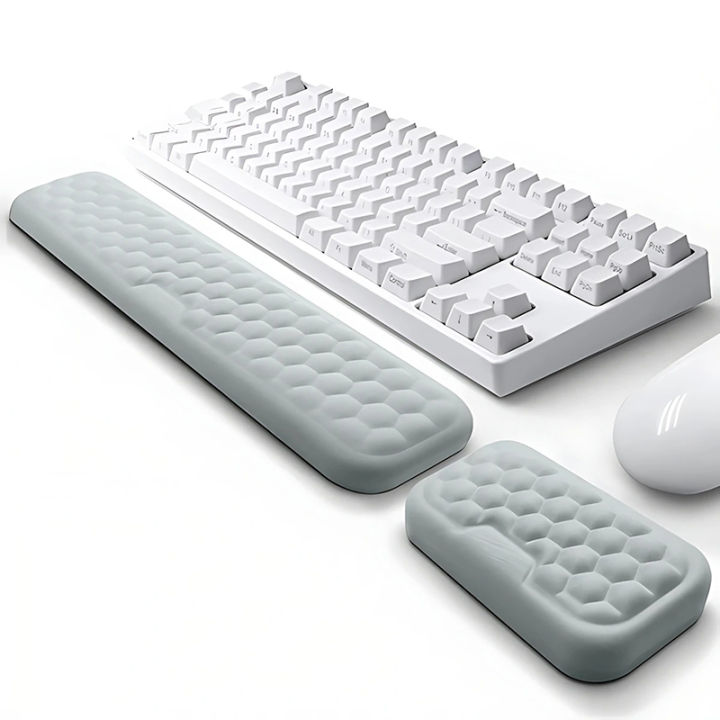 Wrist Mouse & Keyboard Pad with Wrist Support Memory Foam Mouse Keyboard Pad Set Ergonomic Mousepad for Office Gaming PC Laptops