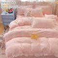 3 Piece Sheet Set  pink bowknot embroidery Quilt Set ， comfortable embroidery  Bedding Set Bedspread for All Season. 