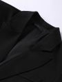 Black Women Long Office Blazer Fashion Long Sleeve Turn-down Collar Tunic Single Breasted Pockets Female Spring Coat 2026. 