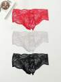 3PCS Floral print solid color casual basic knitted fabric Men's triangle underwear  mesh loose underwear. 