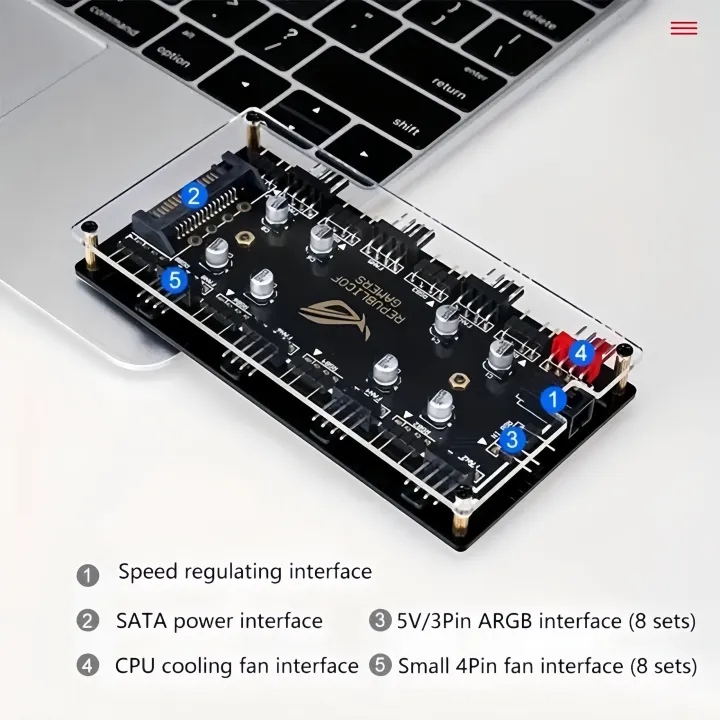 CX%20FUTRUE%20Dual%208-Way%20Interface%20Chassis%20Cooling%20Fan%20Hub,%20STAT%20And%205V%203PIN%20ARGB&8+12V%204PIN%20PWM&8%20Interfaces.%20-%20Image%204