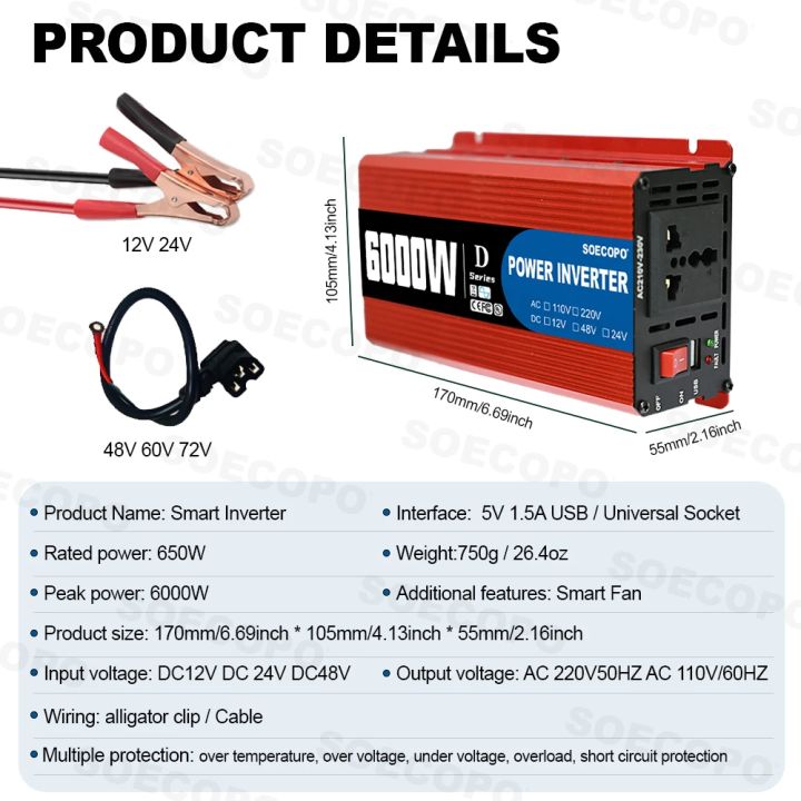 6000W%20Portable%20Smart%20Inverter%2012V/24V/48V%20to%20110V/220V%20AC%20with%20USB%20Port%20&%20Alligator%20Clamps%20for%20RVs%20Trucks%20Worldwide%20CE%20Certified%20-%20Image%203