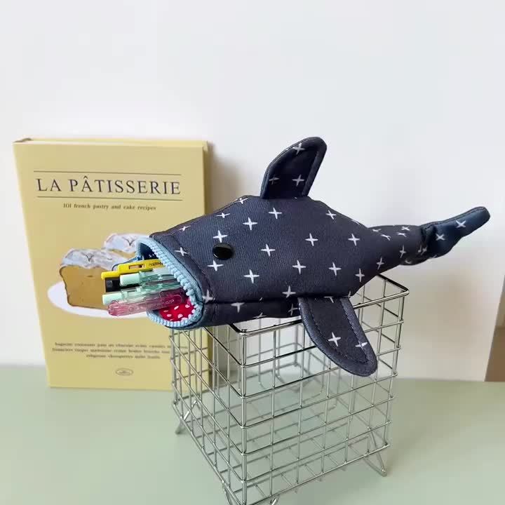 Shark Pencil Case,Shark mouth zipper Pencil Pouch Cute Shark Pencil,Special Idea canva Animal Stationery Pouch for Office Supply