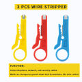 3-Pack Wire Stripper with Punch Down Function, Multi-Use Cable Tool for RJ45 RJ11 Network, Phone & CCTV Cables. 