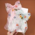 1 pcs hair rainbow bow girls hair accessory with golden chain and pearls - cute and fancy girls hair clip catcher. 