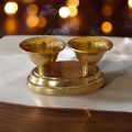 Brass Chandon Kori Double Head | Traditional Nepali Puja Accessory for Tilak & Ritual Use | H:4cm, L:8.5cm, W:170g. 