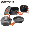 WESTTUNE Camping Cookware Kit Aluminum Outdoor Portable Cooking Set Pot Pan Kettle for Camping Tableware Hiking Picnic 3pcs.