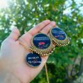 poetry khumka with name pendent / resin jhumka / resin pendent. 