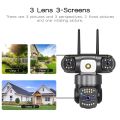 V380 pro Three 3 Lens WiFi IP Camera HD 6MP Outdoor Waterproof Full Color Night Vision PTZ CCTV Security camera. 