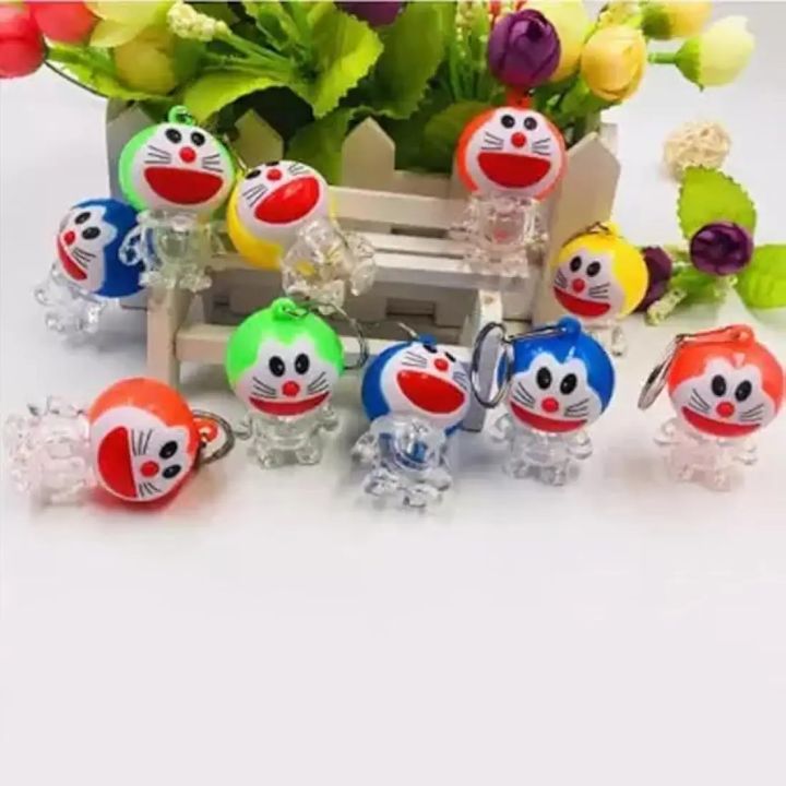 Express Deals Hub:Mini Portable Doraemon Shaped Multicolored Flashlights with Key Ring Cute Keychains Accessories Keyring Key Purse Backpack Car Charms for Kids Gifts.
