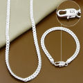 Silver Color  8/16/18/20/22/24 Inch 6mm Side Chain Necklace Bracelet For Woman Men Fashion Charm Wedding Jewelry. 
