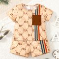 0-3 Years Toddler Baby Boy 2pcs Clothing Set T-shirt Letter Short Sleeve Top with Shorts Light Luxury Style Photograph Outfit.