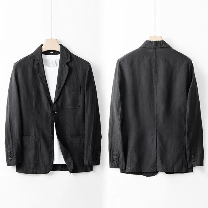 Men's%20100%25%20Linen%20Suit%20Jacket%20Men's%20Summer%20Light%20Breathable%20Pure%20Color%20Light%20Luxury%20Leisure%20Suit%20Top%20-%20Image%204