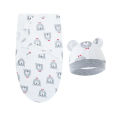 Baby Blanket Hat Set Cartoon Printed Cotton Newborn Swaddle Adjustable Infant Blankets Wraps Applicable All Seasons 0-6 Months. 