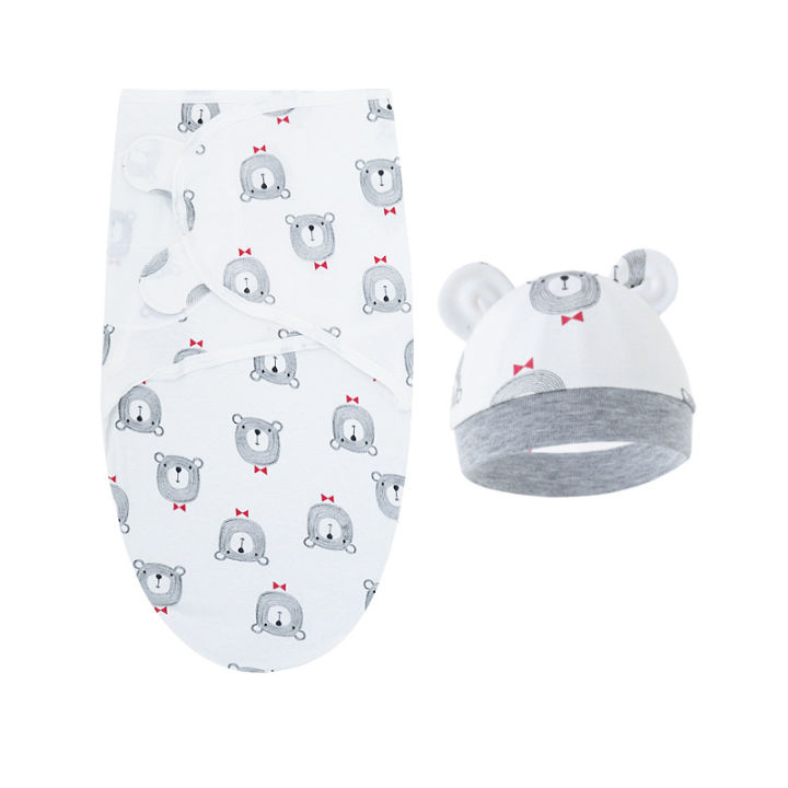 Baby%20Blanket%20Hat%20Set%20Cartoon%20Printed%20Cotton%20Newborn%20Swaddle%20Adjustable%20Infant%20Blankets%20Wraps%20Applicable%20All%20Seasons%200-6%20Months%20-%20Image%205