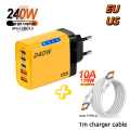 240W USB C GaN Fast Charger With LED Light Type C Multi Port Phone Charging Charger for iPhone 16 15 pro Samsung Huawei Xiaomi.
