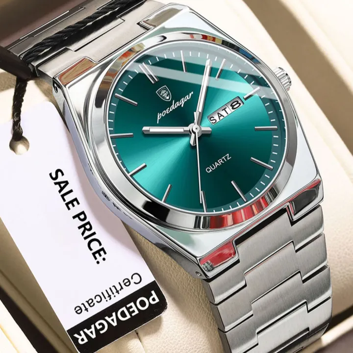 POEDAGAR 930 Business Stainless Steel belt Quartz Men’s Watch- Silver