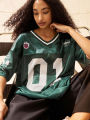 American Sportswear Fashion V-neck T-shirt And Sweatshirt For Women Loose Quick-drying Casual And Versatile Hip-hop Street Top.