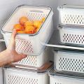 Large Vegetable Drain Basket Special Fruit Preservation Box for Refrigerators Food Grade Kitchen Double Layer Storage Container. 