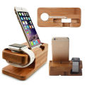 Wooden Charging Dock Station for Mobile Phone Holder Stand Bamboo Charger Stand Base For Apple Watch series and For iphone. 