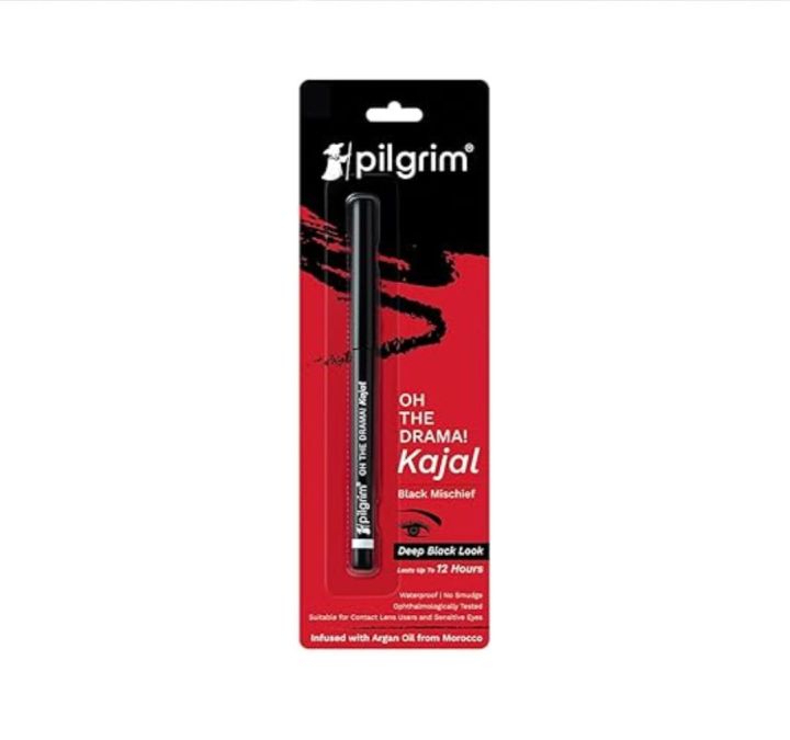 Pilgrim Black Mischief Kajal Smudge & Waterproof Single Stroke Matte Finish Pencil Lasts Up To 12Hrs