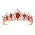 Pink Green Red Blue Luxury Crystal Baroque Tiara Headbands Wedding Queen Crown For Women Bridal Prom Hair Accessories. 