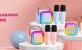K12 Kids Karaoke Microphone double speaker Machine Bluetooth-Compatible Wireless Karaoke Mic Speaker with RGB Light for Kids Toddler,Gifts for Girls and Boys Birthday (Blue & Pink). 