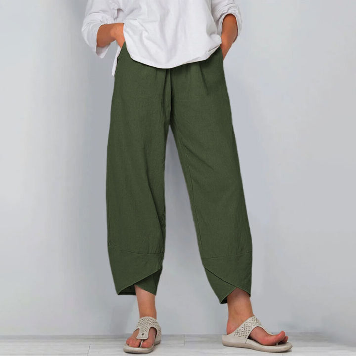 Women%20Cotton%20Linen%20Harem%20Pants%20Vintage%20Printed%20Wide%20Leg%20Trousers%20Casual%20Solid%20Pockets%20Harajuku%20High%20Waist%20Baggy%20Pants%20Joggers%20-%20Image%202