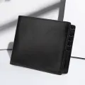 Soft Genuine Leather Wallet Men's Cow Leather Wallets Man Small card holder Wallets Balck Short Purse for Male. 