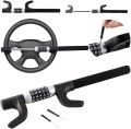 Number Code Car Steering Wheel Lock - Heavy Duty Adjustable Anti-Theft Steering Lock, Steering-to-Brake Option - Black. 