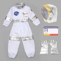 Kids Astronaut Suit Space Costume Halloween Cosplay Party Outfit for Boys Girls School Performance Wear with Hat and Gloves.