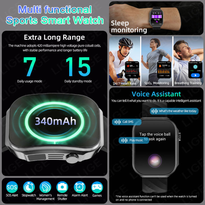 LIGE%20Smart%20Watch%20Men%203D%20Curved%20Surface%20Screen%20Bluetooth%20Call%20Flashlight%20100+%20Sports%20Modes%20Watches%20AI%20Voice%20Waterproof%20Smartwatch%20-%20Image%206