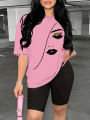 Womens Sports  Neck Short Sleeve T-shirt Top  with Medium Stretch Polyester Fabric. 