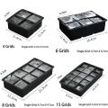 4/6/8/Grid Big Ice Tray Mold Box Large Food Grade Silicone Ice Cube Square Tray Mold Diy Bar Pub Wine Ice Blocks Maker Model. 