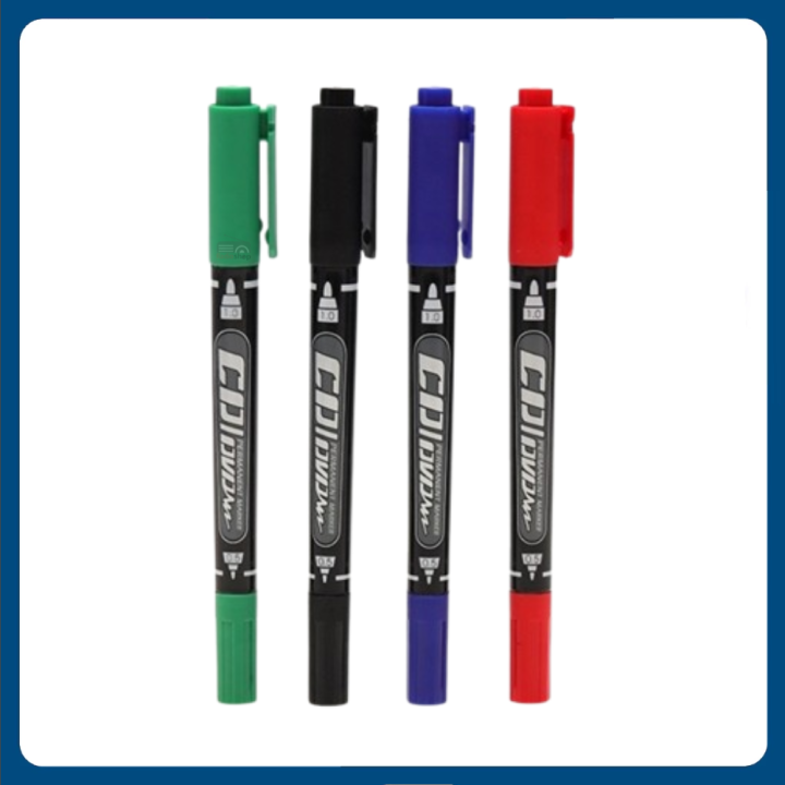 4pcs GXin G-107A Double Head Twin Tip CD DVD Oil-based Smooth Writing Permanent Marker Pen (1-Black, 1-Red, 1-Blue, 1-Green)
