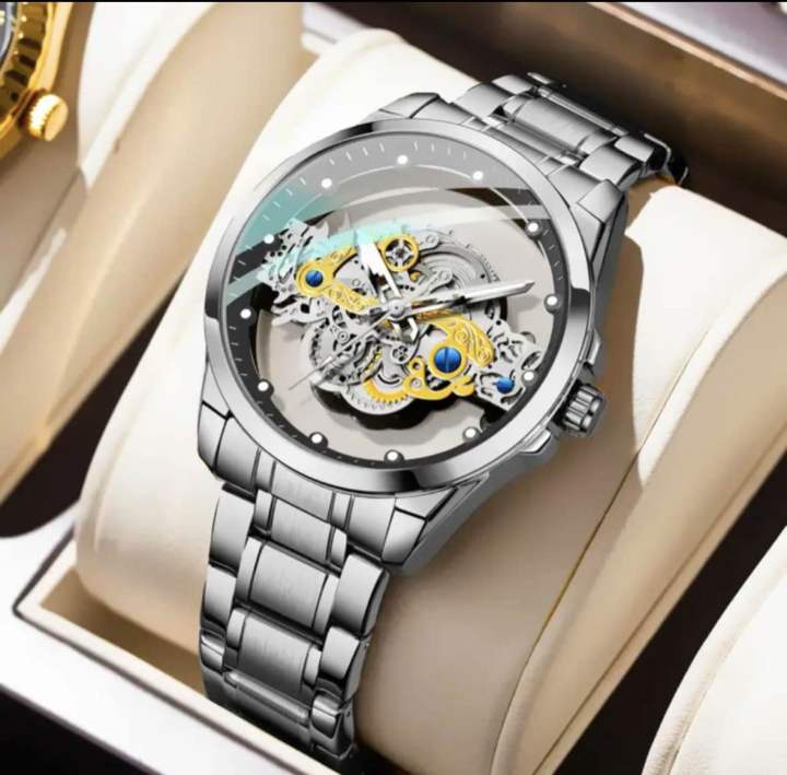 Men's Mechanical Watch Business Watch Hollow Out Transparent Fully Automatic Men's Watch Waterproof Glow Clock