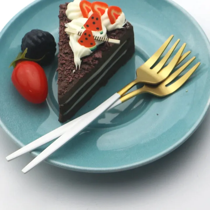 6Pcs%20Stainless%20Steel%20Matte%20Cake%20Fruit%20Forks%20Flatware%20Silverware%20Cutlery%20For%20Dessert%20Salad%20Fork%20Set%20Gold%20Tableware%20Mini%20Fork%20-%20Image%202