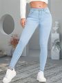 Women Stretch Skinny Jeans Lady Slim Fit Pencil Jeans Girls Leggings Straight Leg Denim Pants Blue Gray Black Sexy Long Trousers. 