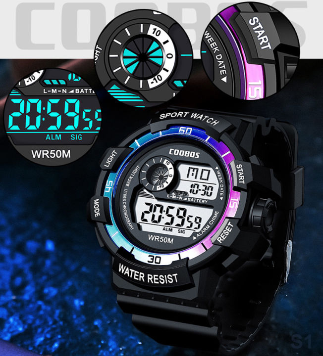 COOBOS%20Sports%20Mens%20Digital%20Watches%20Life%20Waterproof%20LED%20Wristwatch%20PU%20Band%20Fashion%20Luminous%20Calendar%20Week%20Display%20Army%20Male%20Clock%20-%20Image%202