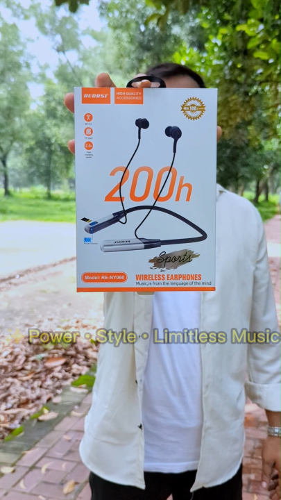 RE-NY060 Recrsi wireless Neckband Bluetooth Earphone Charging backup 200 hours-D shop