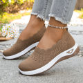 Women Shoes Orthopedic Knit Walking Shoes Breathable Slip-On Loafers Soft Non-Slip Wedge Sneakers Comfortable Casual Footwear.