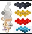 Silver Acrylic Mirror Hexagon 3d Wall Sticker Sets Decore Art Hexagonal Design Decoration For Home. 