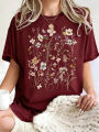 Beautiful Flower Clusters Printing Woman T-Shirt Summer Oversized Short Sleeve O-Neck Cotton T Shirts Y2K Women Sports Tops. 