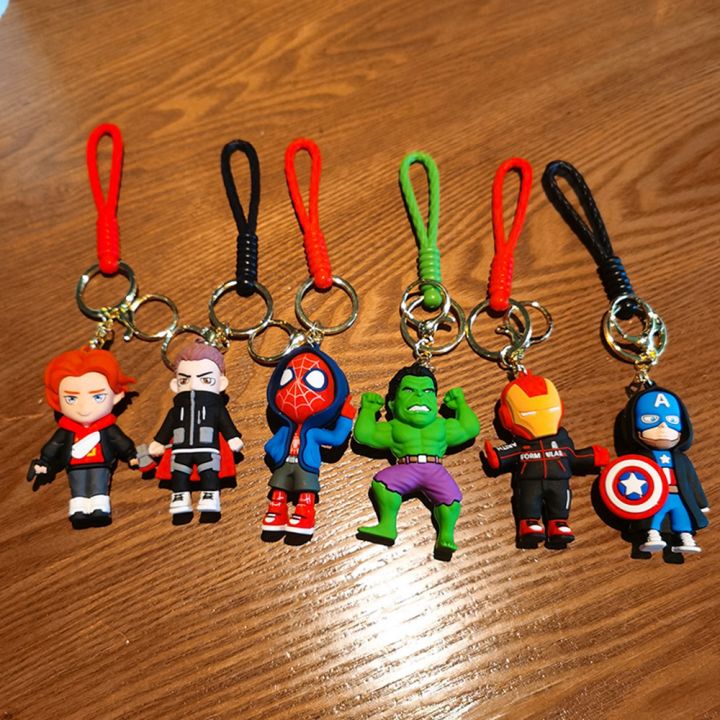 Avengers Cartoon Captain Spider Man Keychain Key Ring Ironman Hulk ...