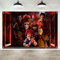 Halloween Horror Backdrop Banner Decorations, Fabric Scary Birthday Party Supplies Halloween Wall Window Poster Clings Covers De. 
