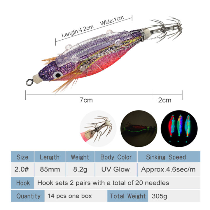 New%2014pc%20Webfoot%20Octopus%20Egi%20Fishing%20Lure%20Squid%20Jig%20Egi%20Hook%20Artificial%20Bundled%20Luminous%20Cuttlefish%20Bait%20Wood%20Shrimp%20for%20Fishing%20-%20Image%203