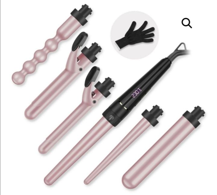 Elehot Curling iron 6 in one Lcd ceramic coating multifunctional interchange curler amazon product uk import